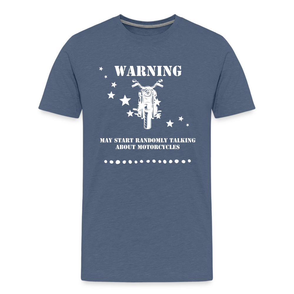 Warning Motorcycle Men's Premium T-Shirt - heather blue