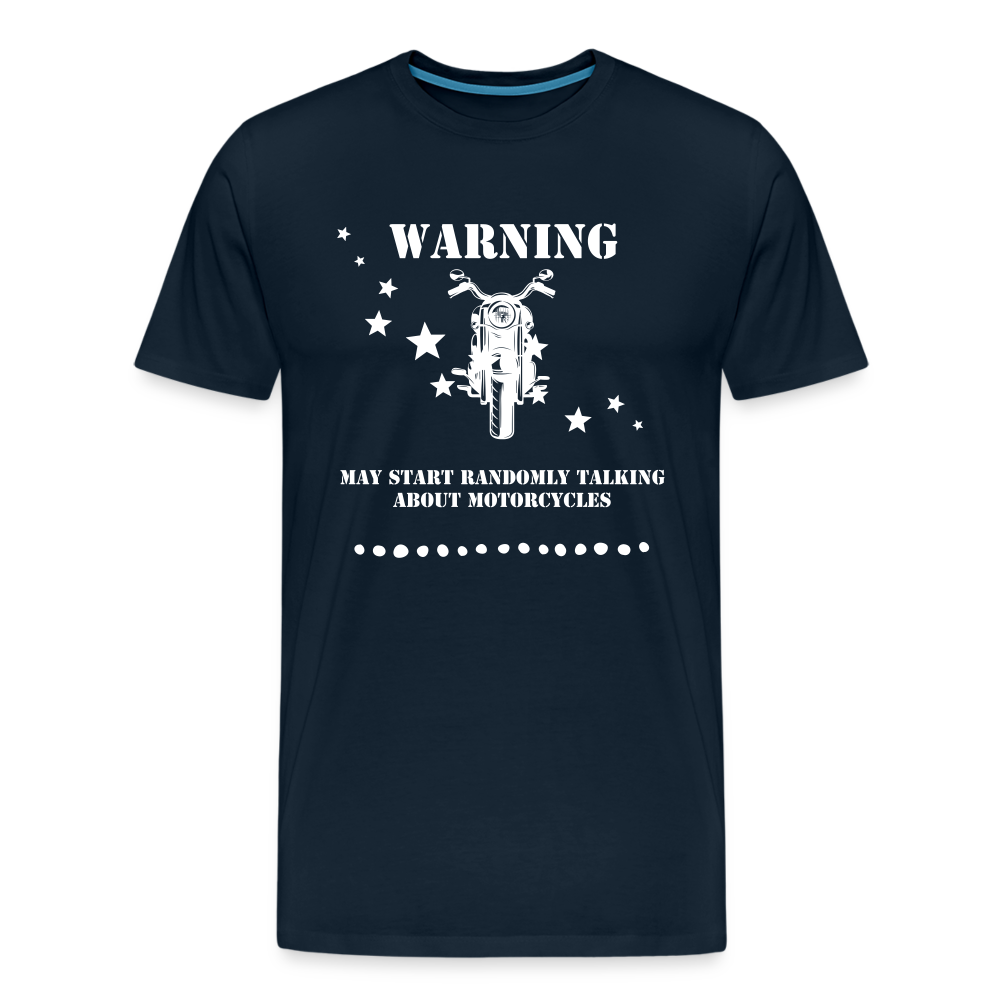 Warning Motorcycle Men's Premium T-Shirt - deep navy