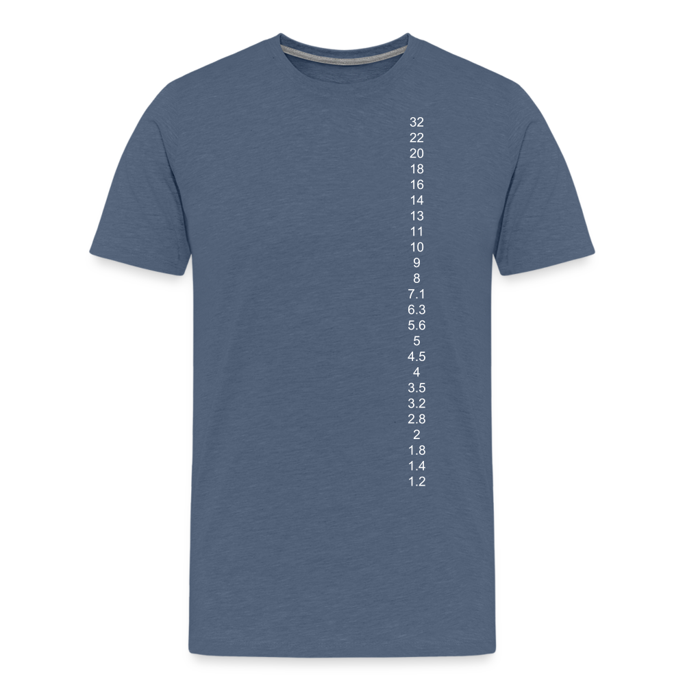 Aperture Numbers Men's Premium T-Shirt - heather blue