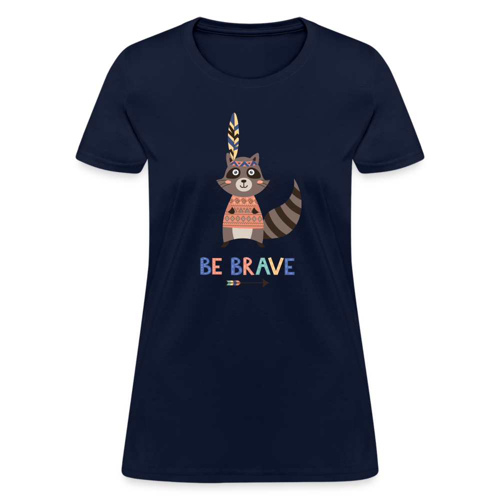 Be Brave Racoon Women's T-Shirt - navy