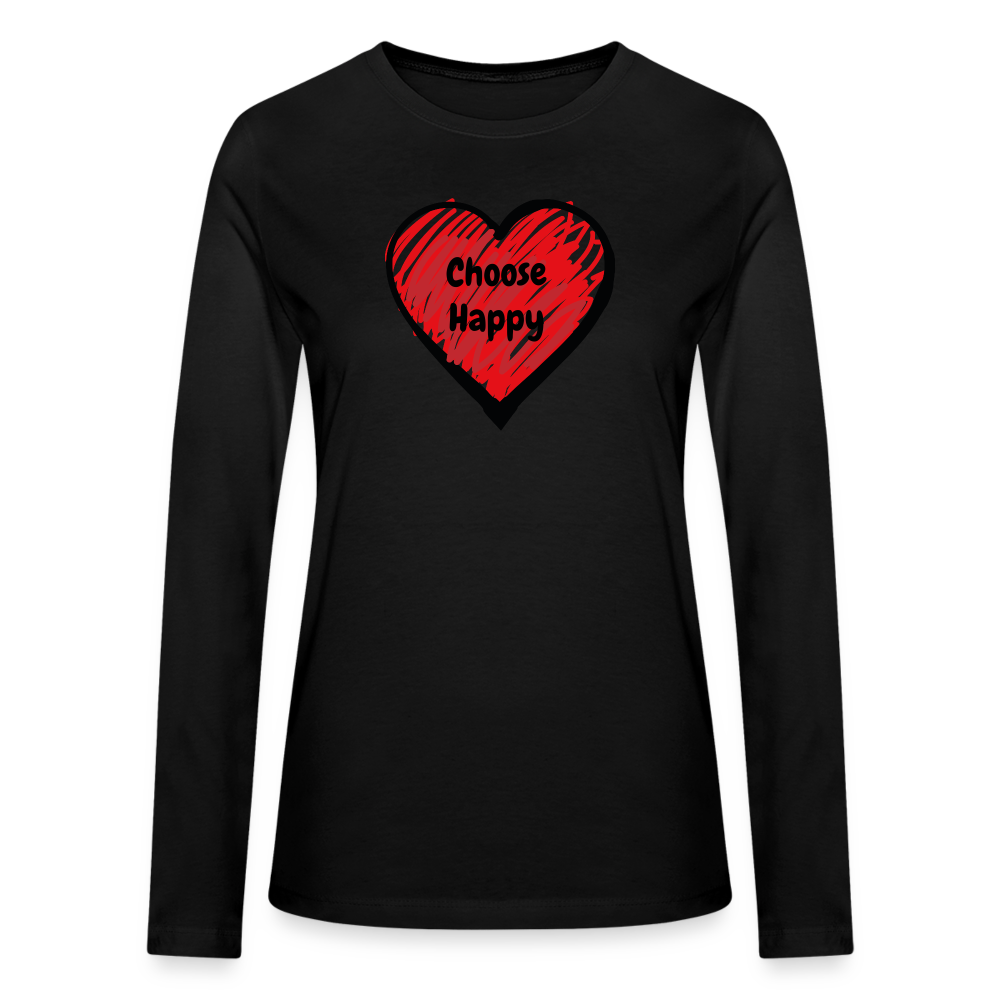 Choose Happy Women's Long Sleeve T-Shirt - black