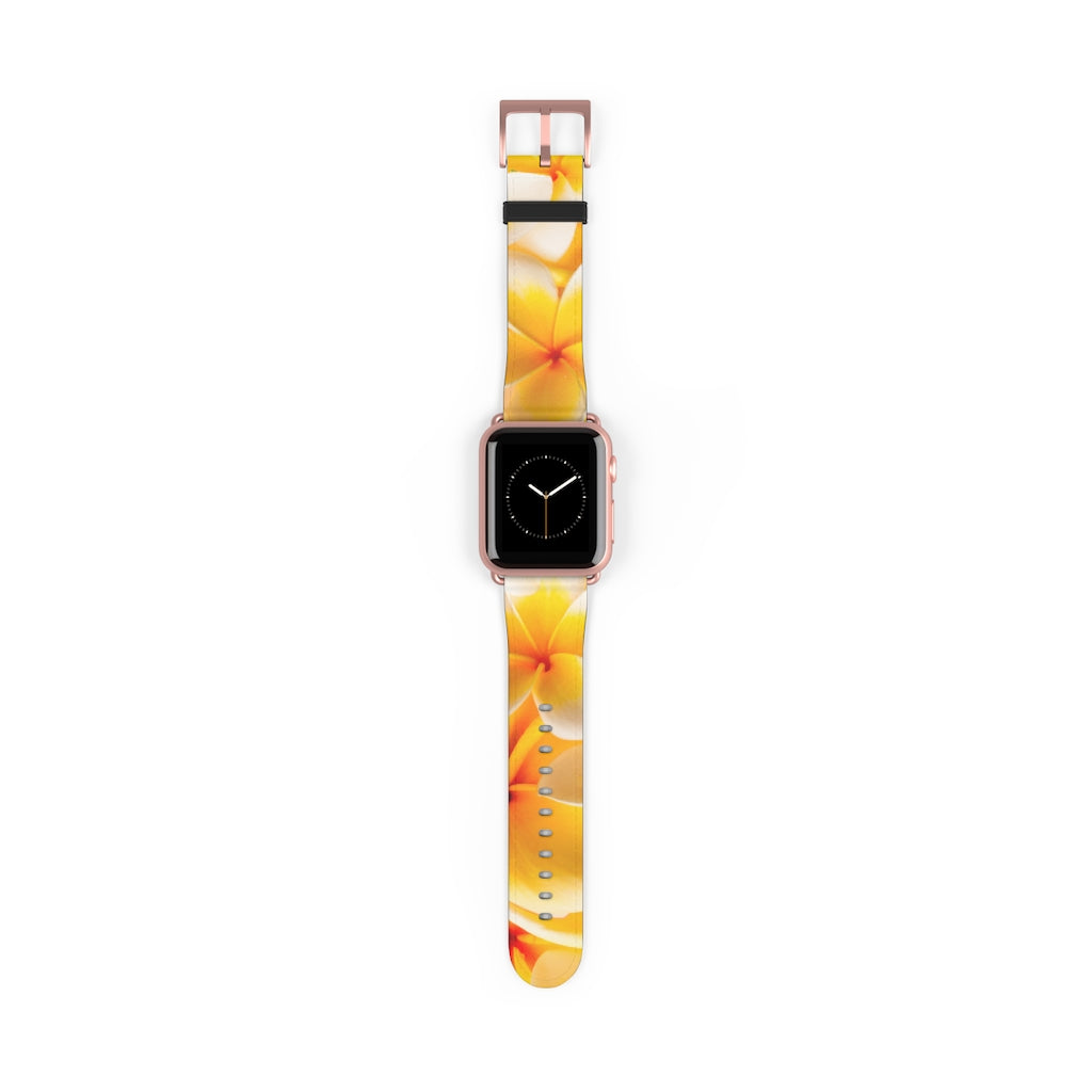 Fresh Yellow Frangipanis Apple iWatch Replacement Strap Vegan Leather (FWS)