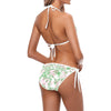 Green & Pink Leaves White String Bikini up to 5 XL (FWS)