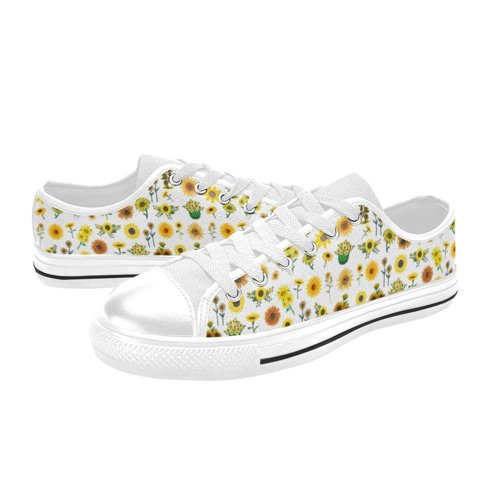 Sunflowers Graphic White Low Rise Women's Shoes up to size 12