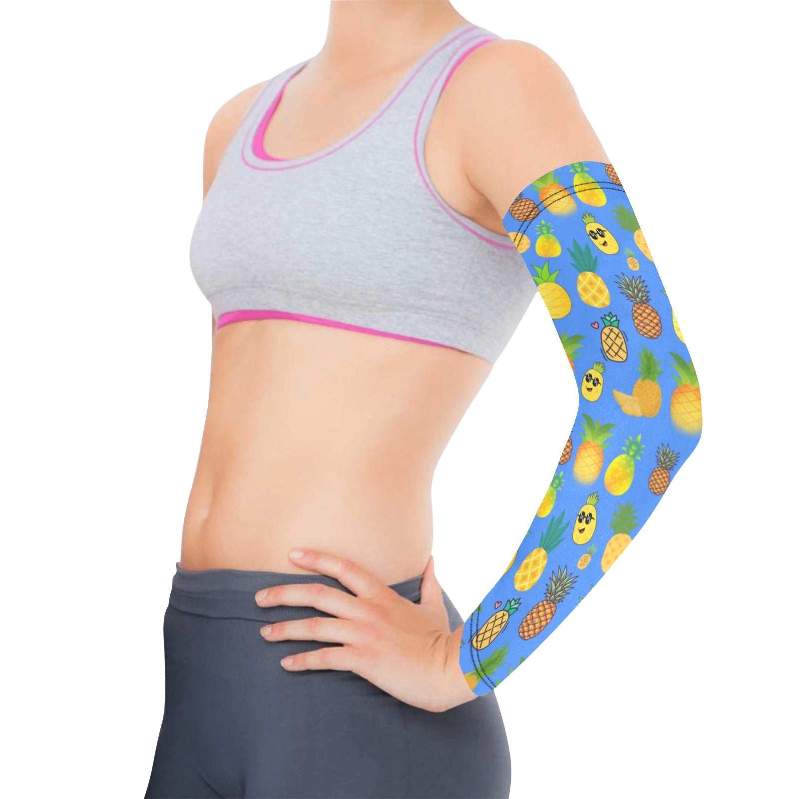 Pineapples Blue Weather Protection Arm Sleeves