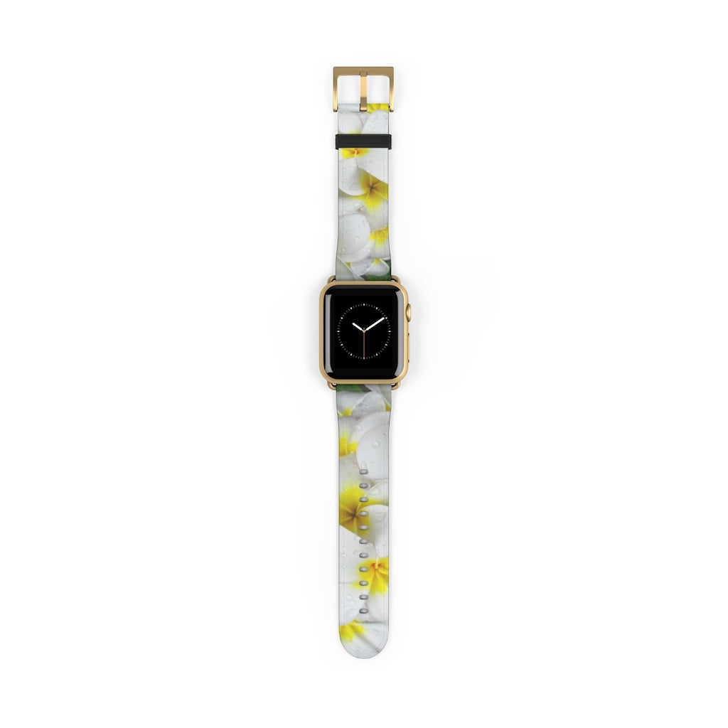 Fresh White Frangipanis Apple iWatch Replacement Strap Vegan Leather (FWS)