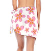 Graphic Pink Frangipanis White Short Chiffon Sarong Wrap (FWS)