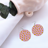 Yellow Frangipanis Pink Round Wooden Earrings (FWS)