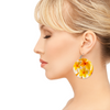 Fresh Yellow Frangipanis Round Wooden Earrings (FWS)