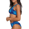 Blue on Blue Leaves Sport Top & High-Waisted Bikini up to 5 XL (FWS)