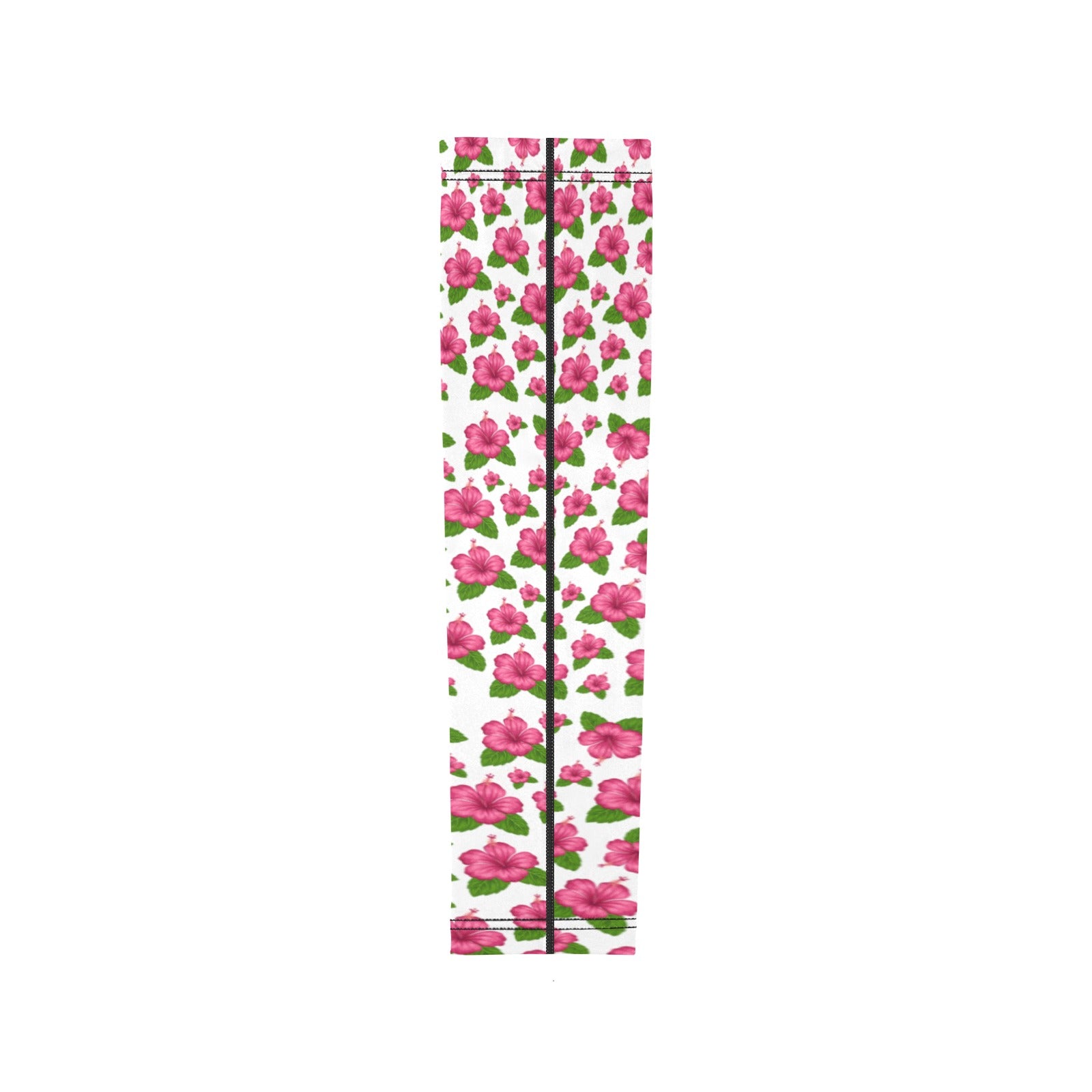 Graphic Pink Hibiscus White Weather Protection Arm Sleeves (FWS)