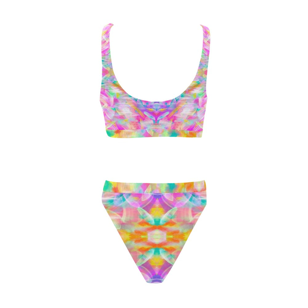 Colourful Whispers Sport Top & High-Waisted Bikini up to 5 XL (FWS)