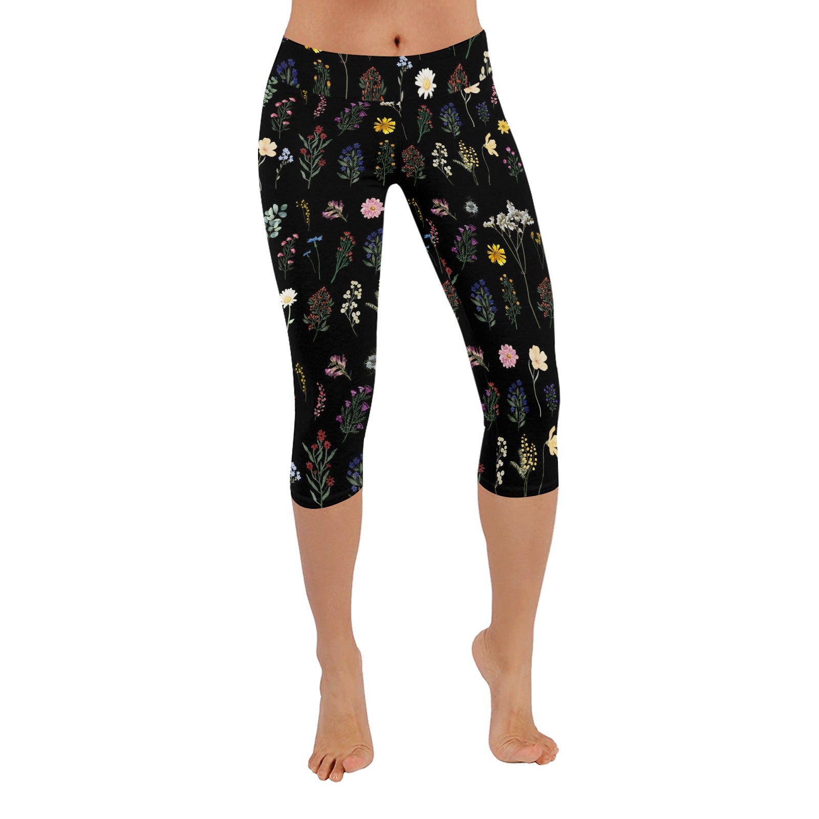 Wildflowers Black Capri Leggings up to 5 XL