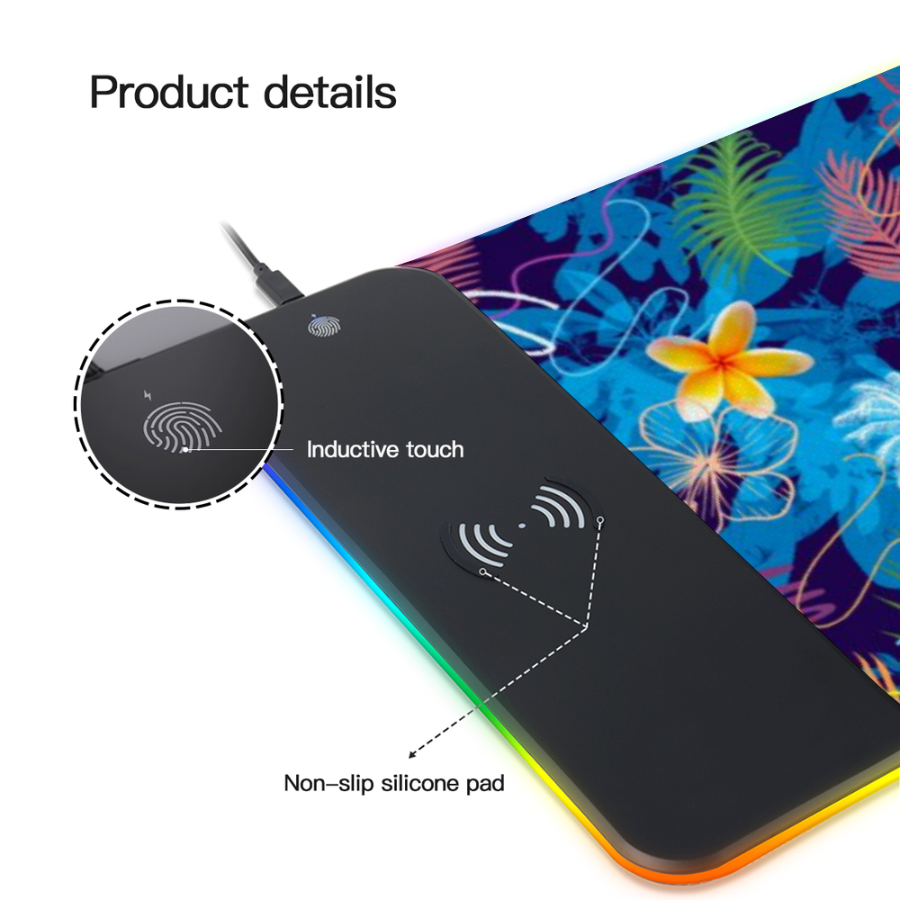 Hawaiian Blue Wireless Charging Luminous Mousepad in two sizes