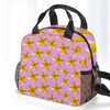 Yellow Frangipanis Pink Insulated Lunch Bag with Handles & Shoulder Strap