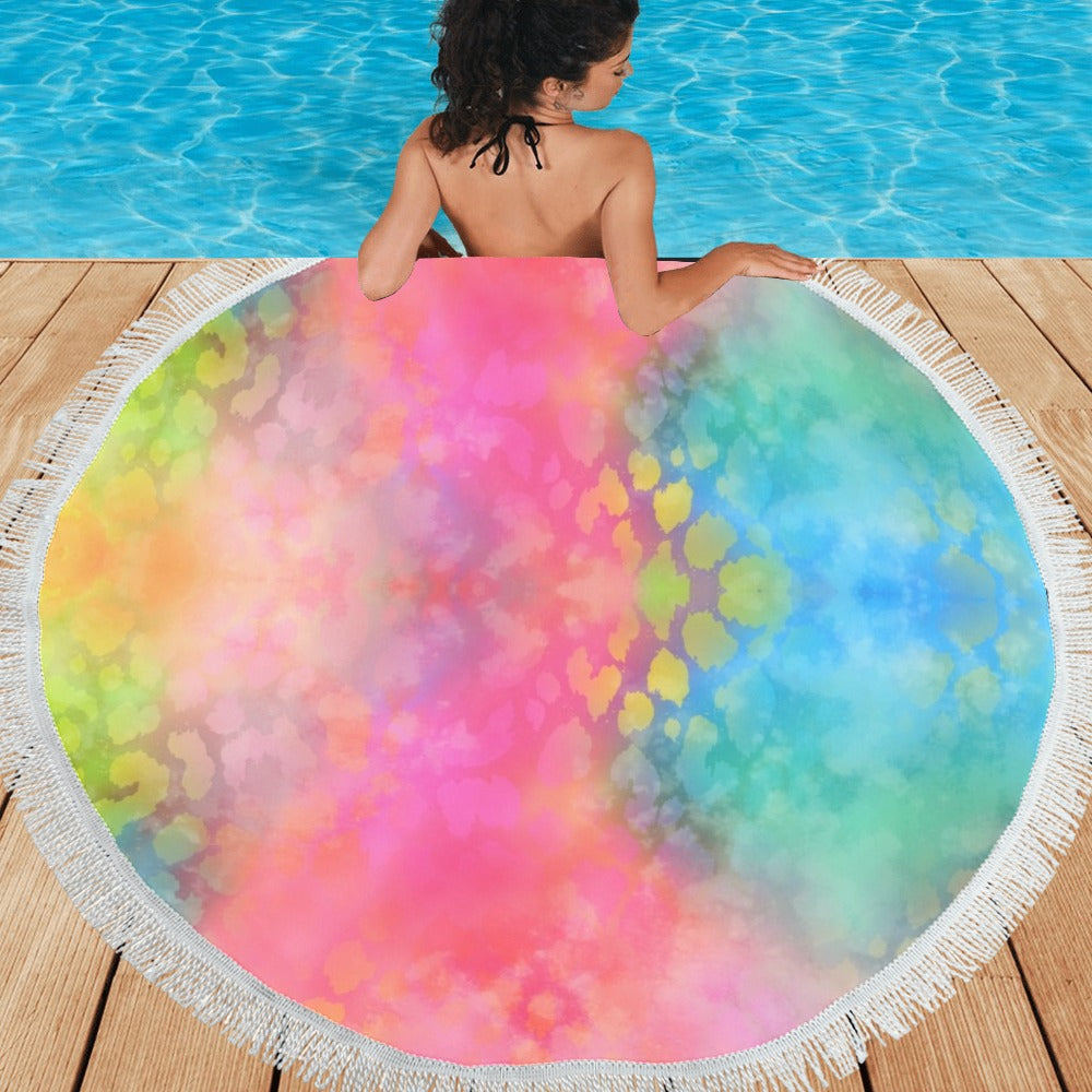 Rainbow Cotton Floss Beach Shawl / Blanket (FWS)