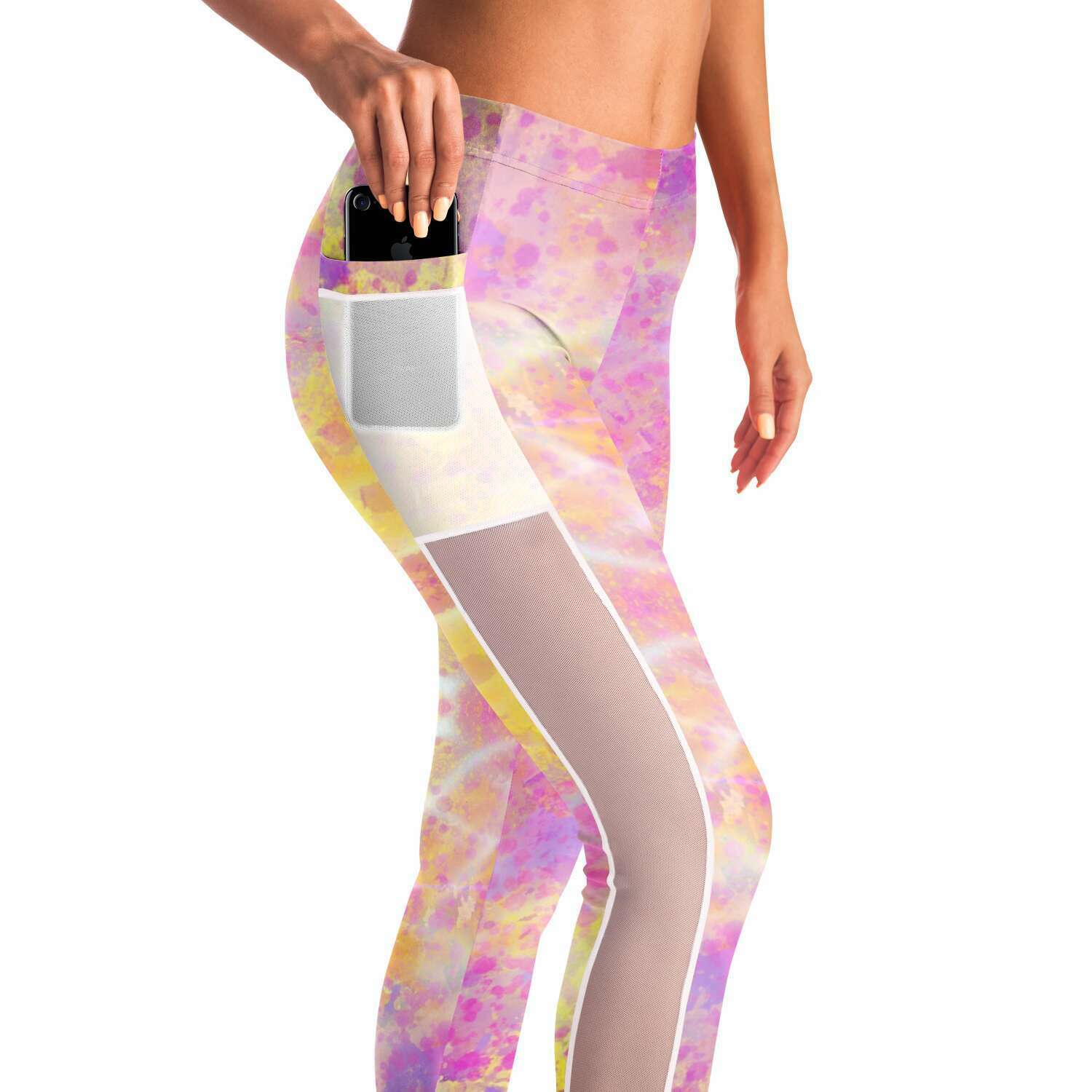 Pretty Pastels Mesh Panel Side Pockets Leggings (FWS)