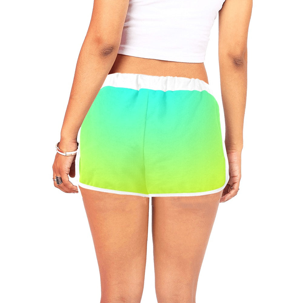 Ombre Aqua Yellow Drawstring Shorts up to 2 XL