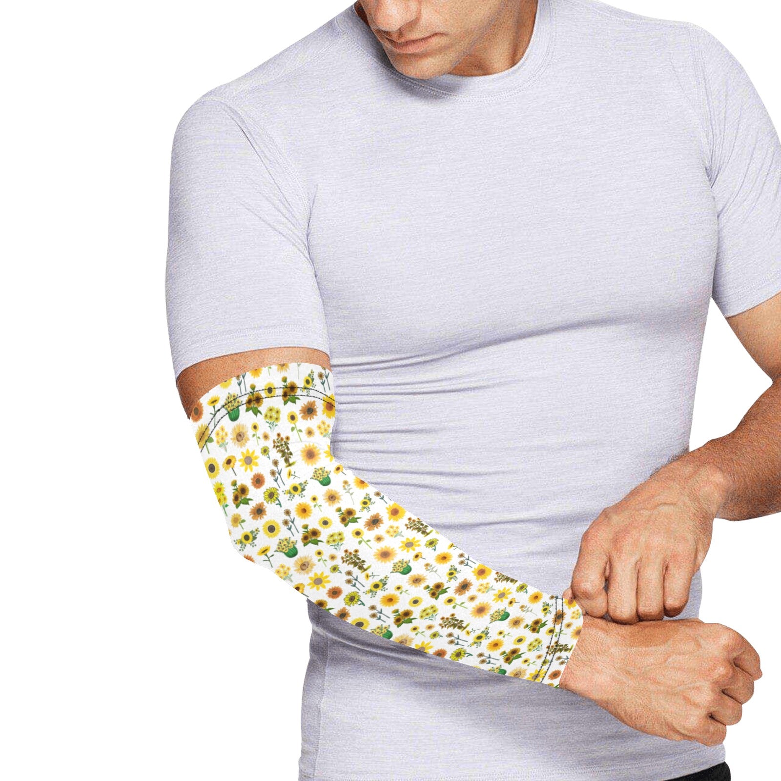 Sunflowers Graphic White Weather Protection Arm Sleeves (FWS)