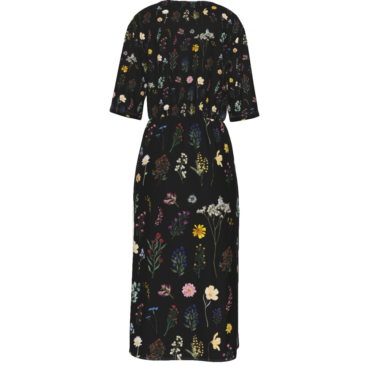 Wildflowers Black Long Dress up to 3 XL (FWS)