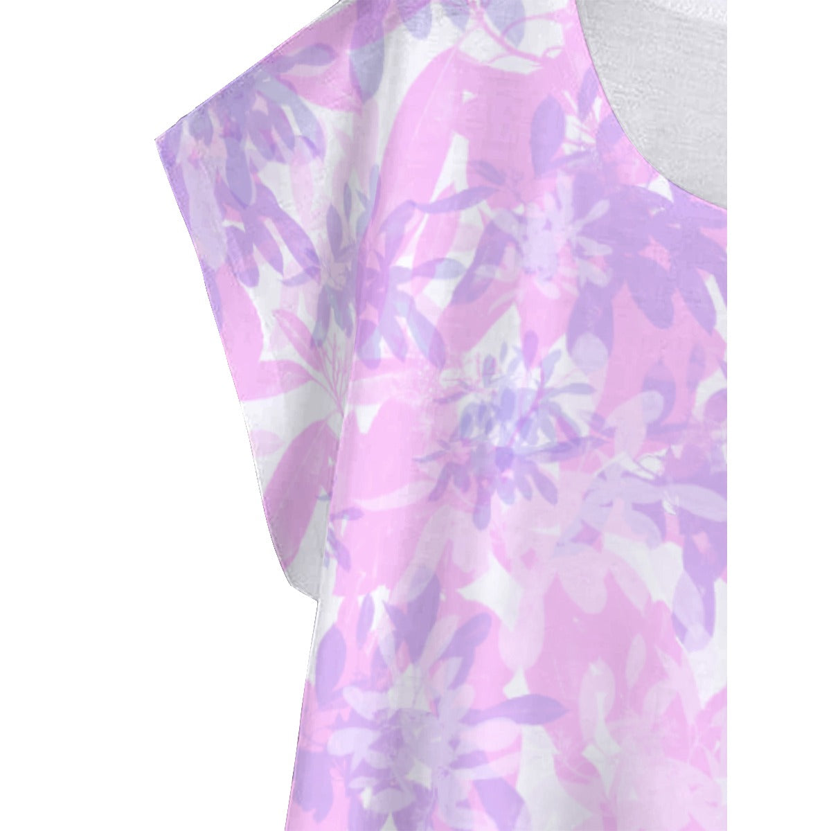 Pink & Purple Leaves Curved Hem Top Large to 5 XL (FWS)