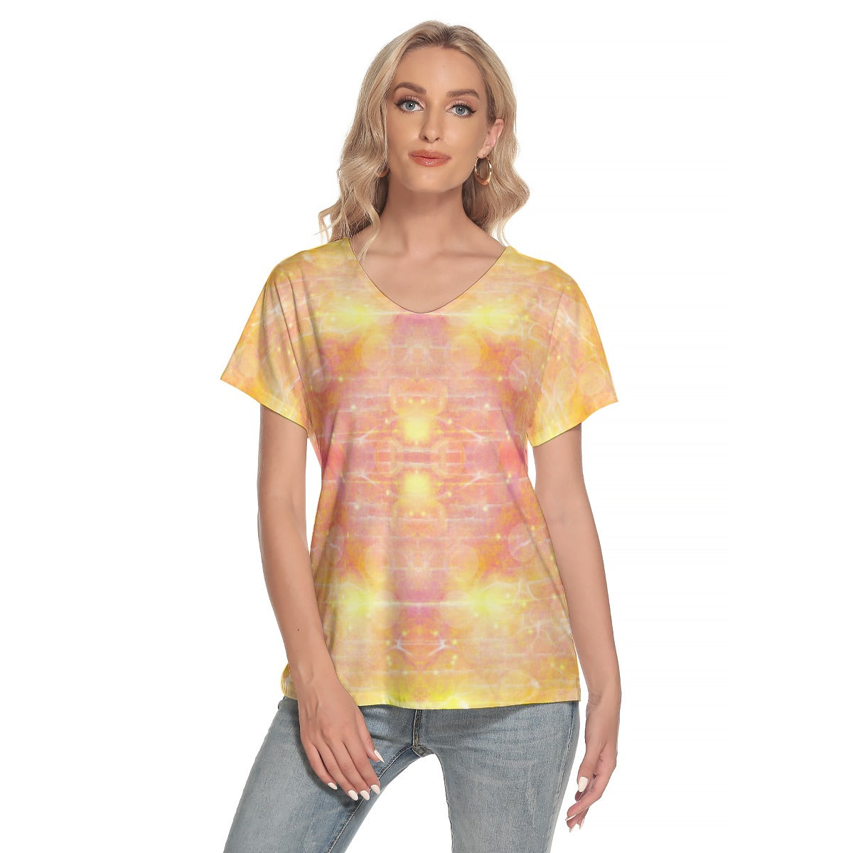 Yellow Love V-Neck Top up to 4 XL (FWS)