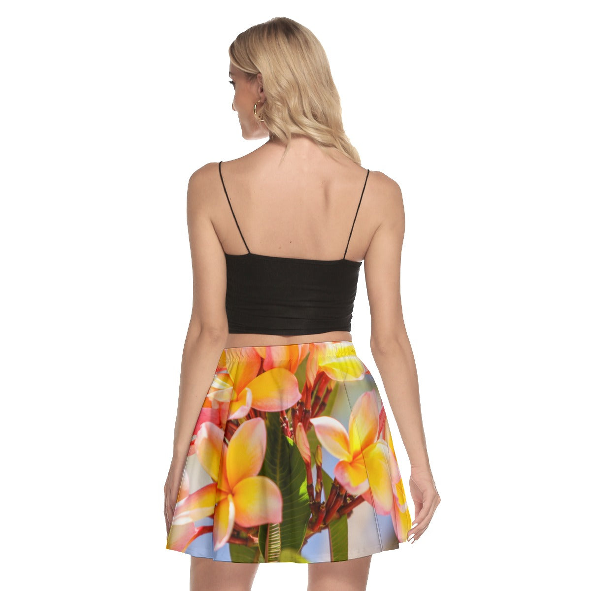 Fresh Frangipanis Mini Skater Skirt up to 3 XL (FWS)