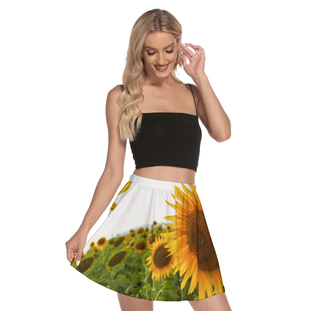 Sunflowers Mini Skater Skirt No Pockets up to 3 XL