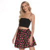 Graphic Pink Hibiscus Black Mini Skirt No Pockets up to 3 XL (FWS)