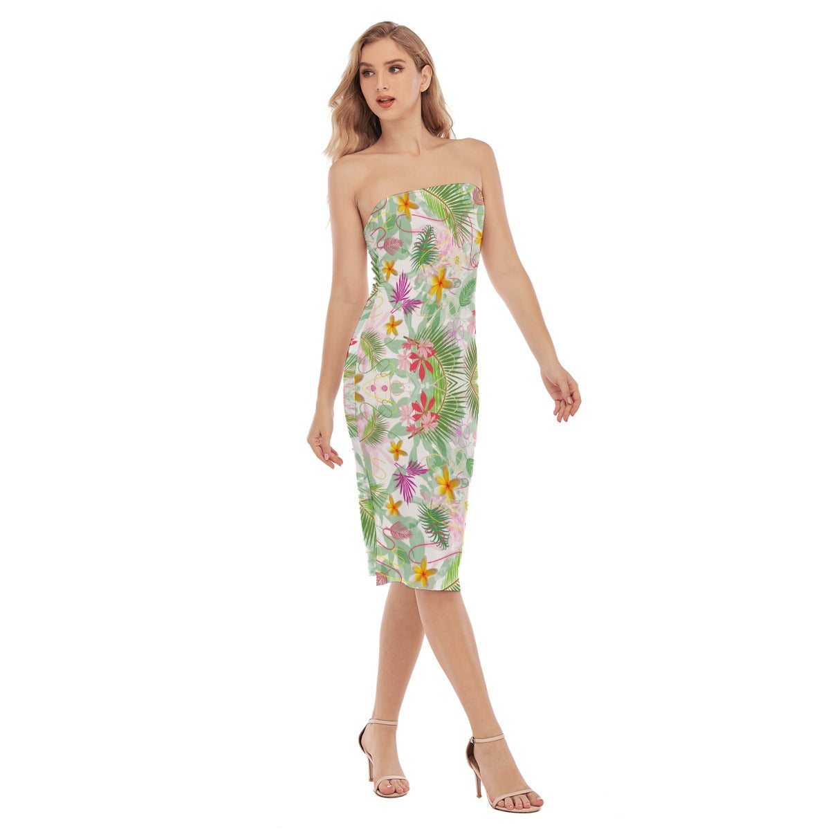 Hawaiian Green Side Split Tube Top Dress (FWS)