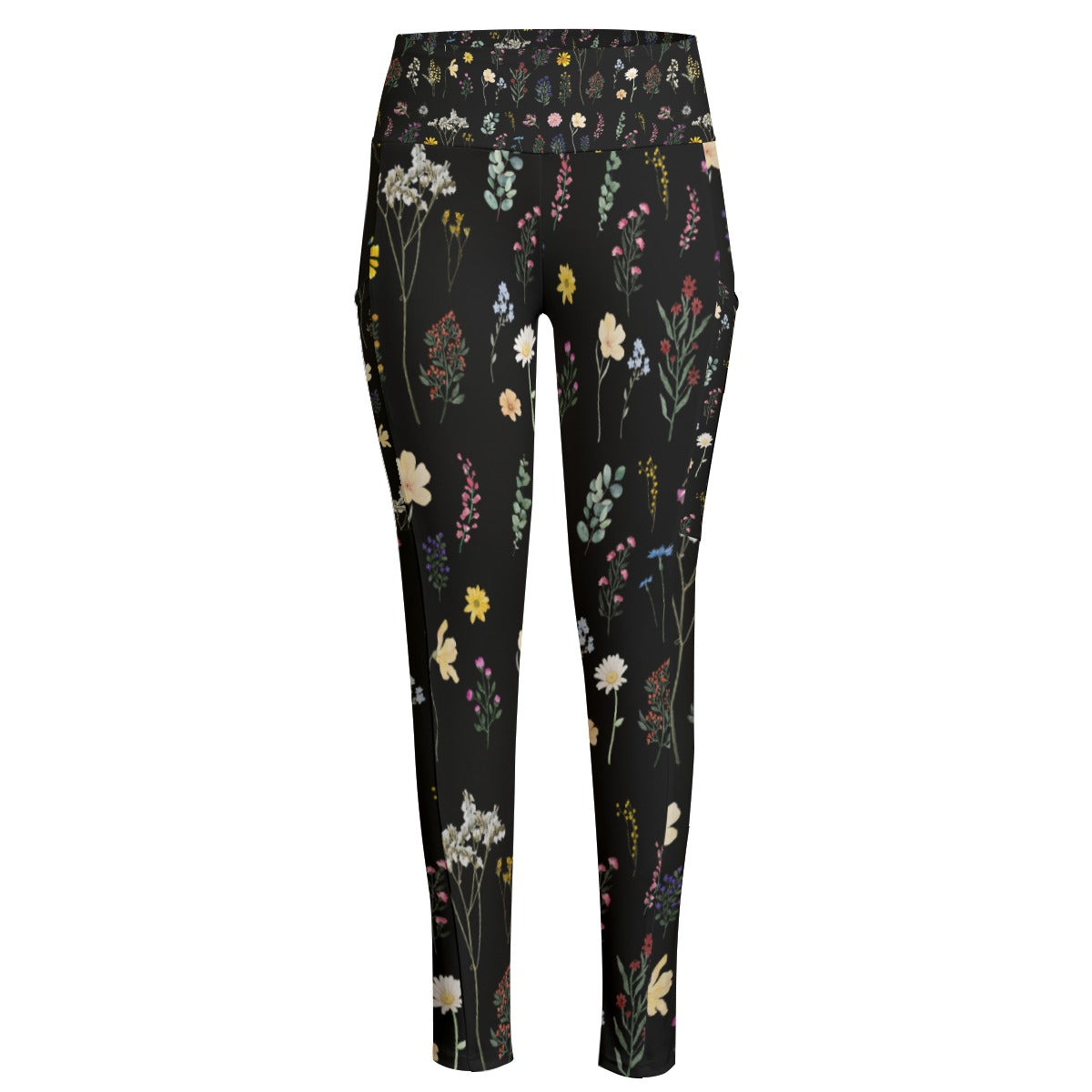 Wildflowers Black High Waist Leggings With Side Pockets up to 6 XL