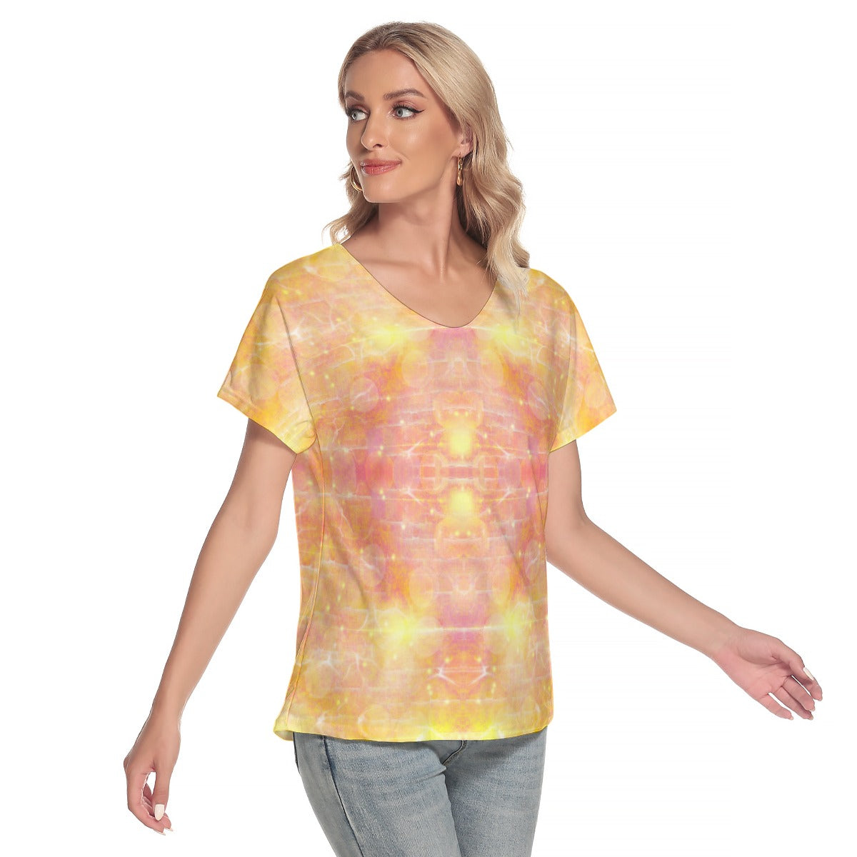 Yellow Love V-Neck Top up to 4 XL (FWS)