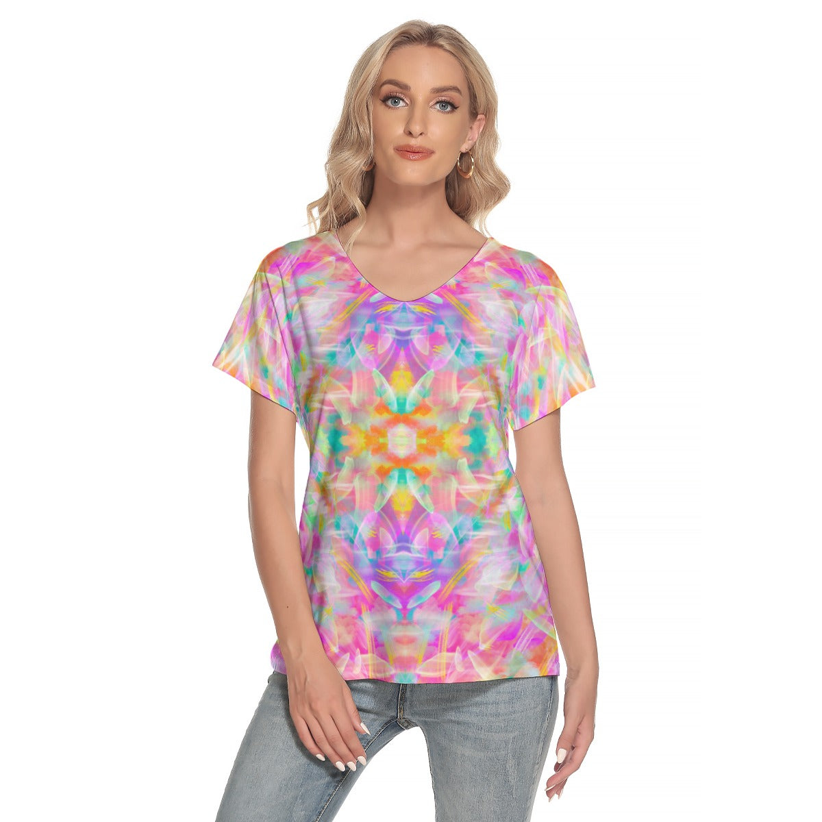 Colourful Whispers V-Neck T-Shirt up to 4 XL (FWS)