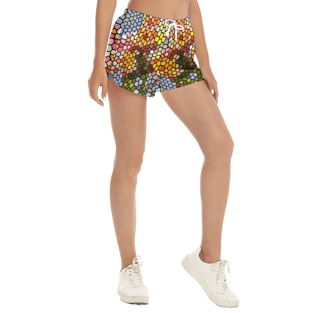 Fresh Frangipanis Stained Glass Beach Shorts with Pockets up to 5 XL