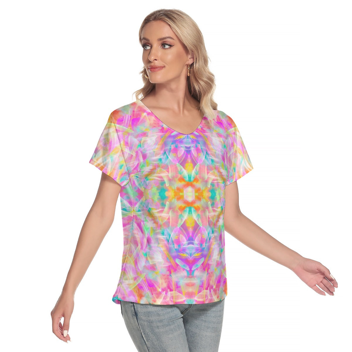 Colourful Whispers V-Neck T-Shirt up to 4 XL (FWS)