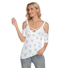 Blue Frangipanis Top With Criss Cross Straps up to 4 XL (FWS)