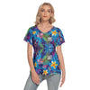 Hawaiian Blue V Neck Top up to 4 XL (FWS)