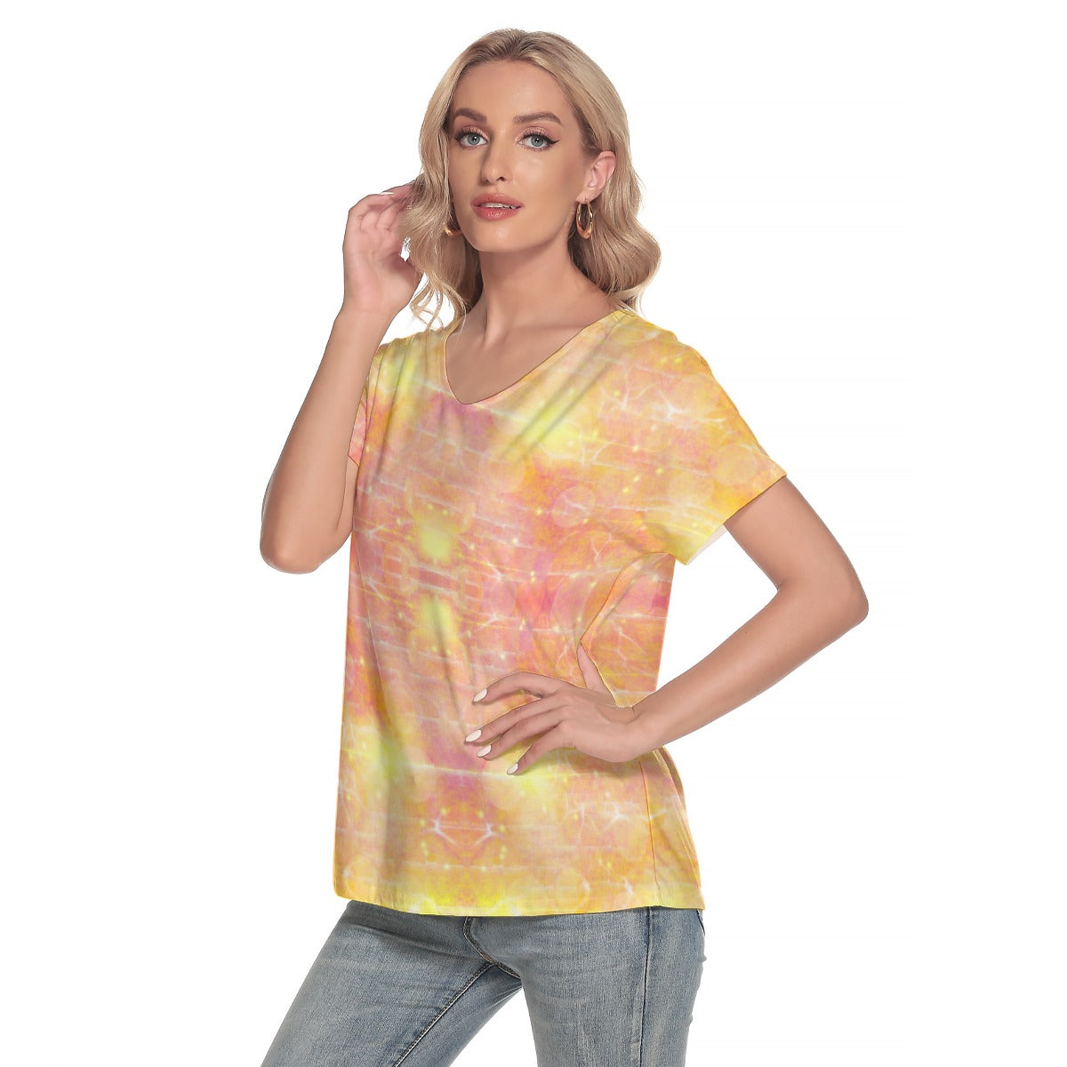 Yellow Love V-Neck Top up to 4 XL (FWS)