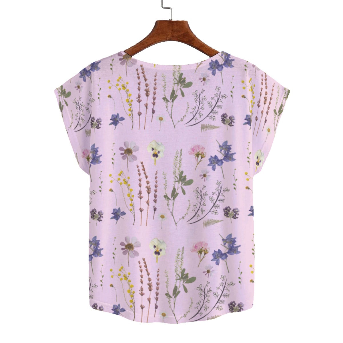 Wildflowers Pink Curved Hem Top up to 5 XL (FWS)