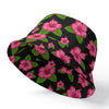 Graphic Pink Hibiscus Black Bucket Hat