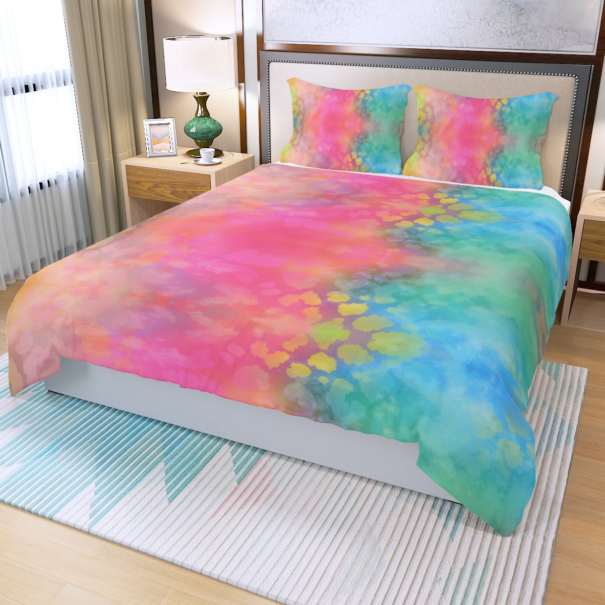 Rainbow Cotton Floss Three Piece Bed Cover Set