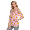 Yellow Frangipanis Pink Top with Criss Cross Straps up to 4 XL (FWS)