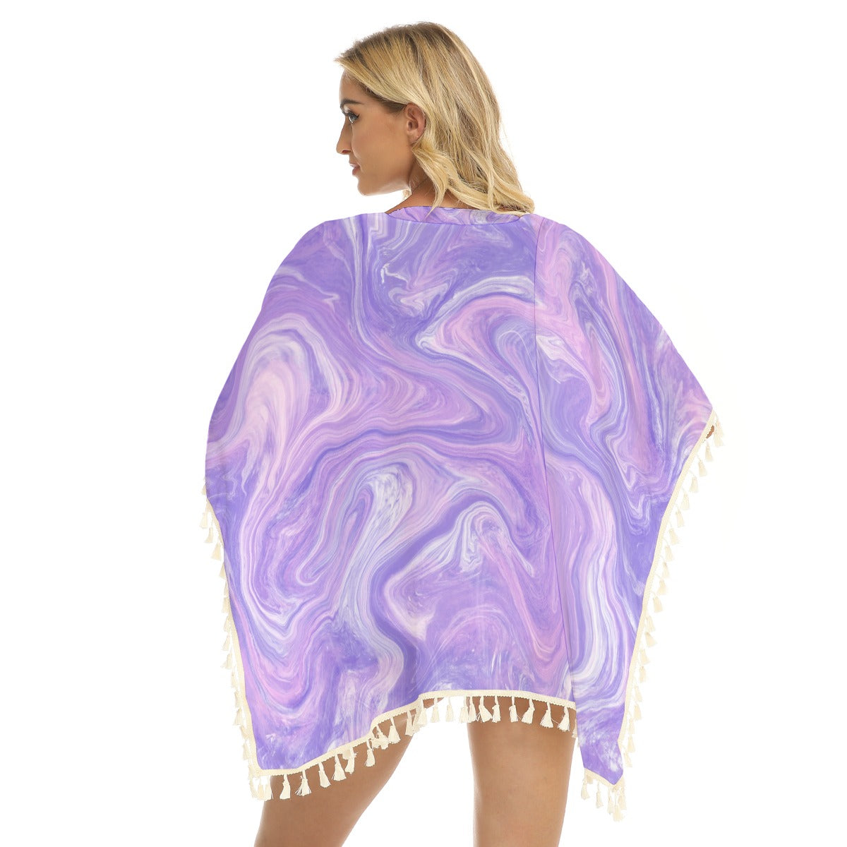 Purple Liquid Square Fringed Shawl (FWS)