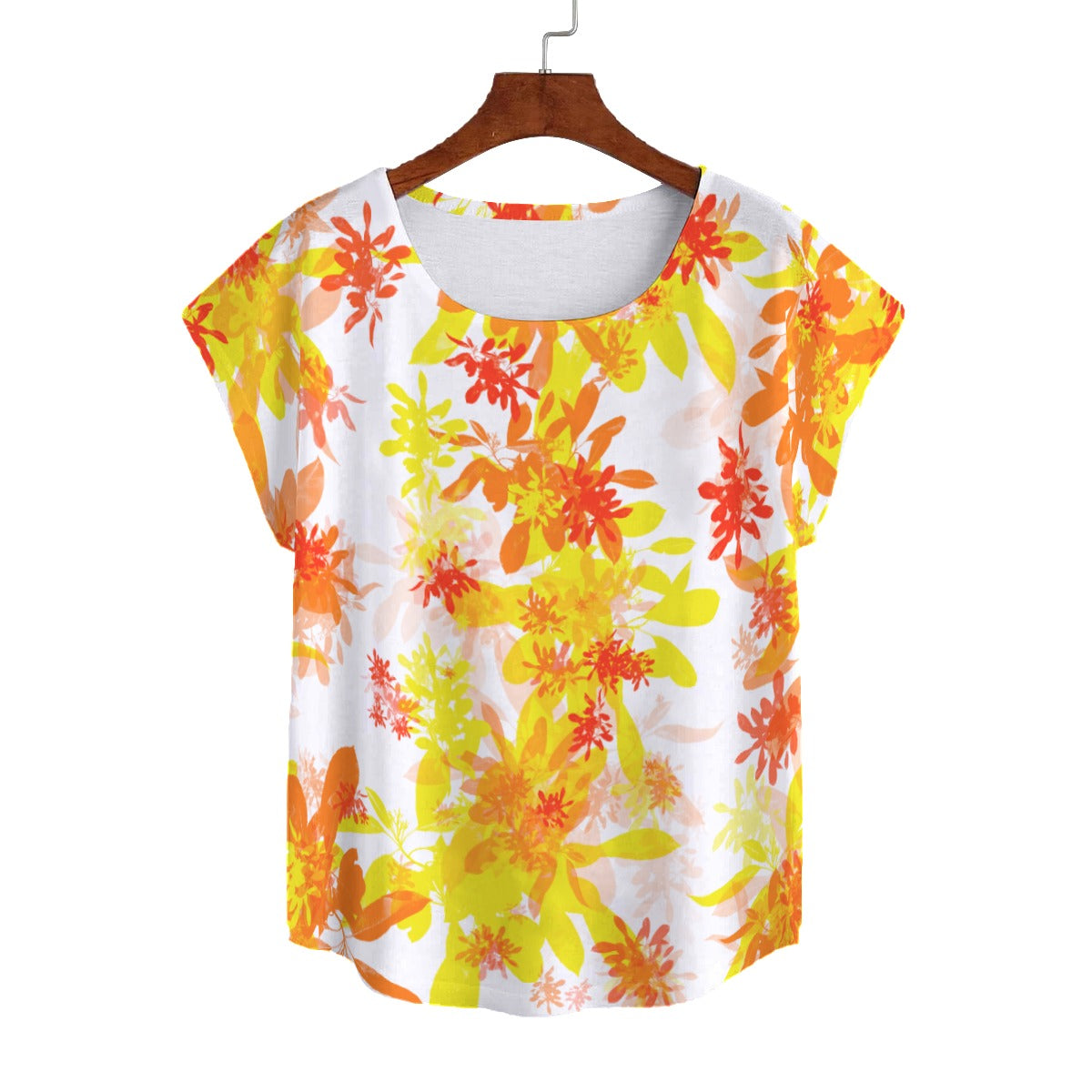 Golden Leaves Curved Hem Top Large to 5 XL (FWS)