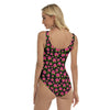 Graphic Pink Hibiscus Black Bathing Suit up to 3 XL (FWS)