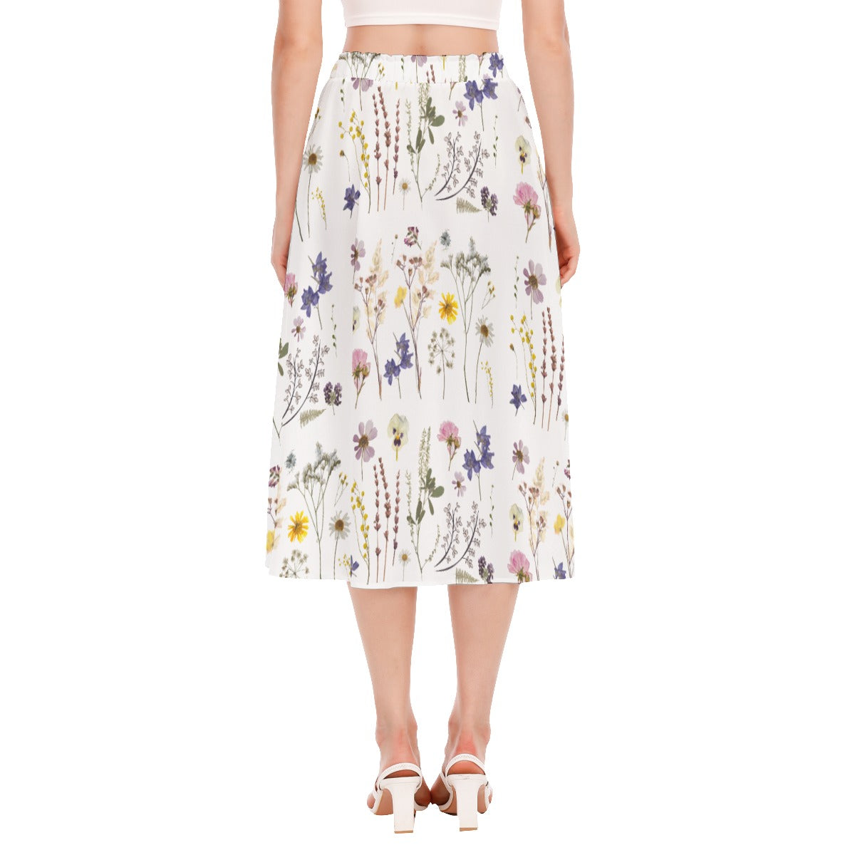 Wildflowers White Women's Long Chiffon Skirt up to 2 XL (FWS)