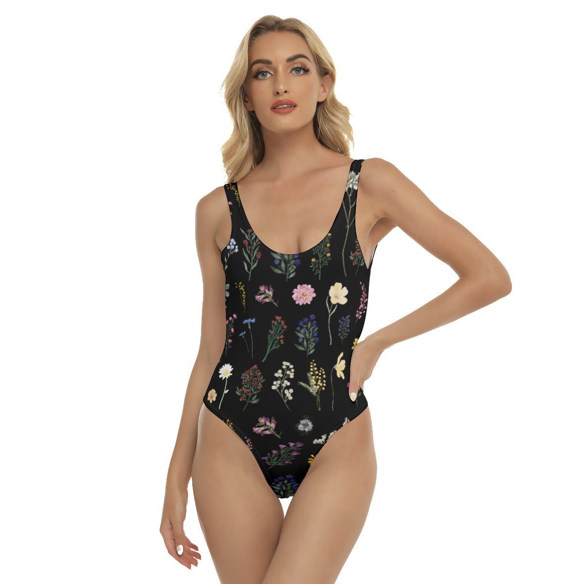 Wildflowers Black Swimsuit up to 3 XL (FWS)