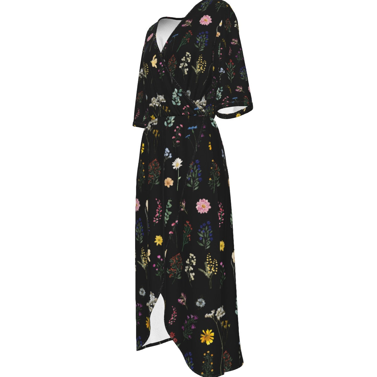 Wildflowers Black Long Dress up to 3 XL (FWS)