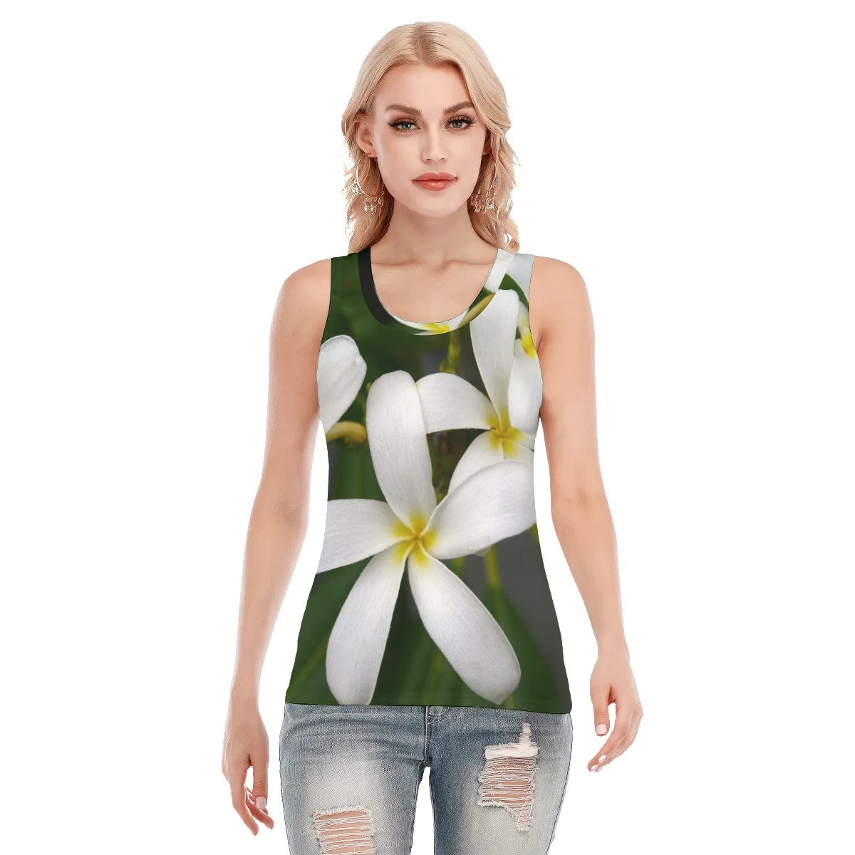 White Frangipani Women's Skinny Sport Tank Top