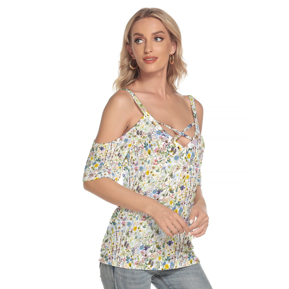 Wildflowers Cottage Garden Criss Cross Straps Top up to 4 XL (FWS)